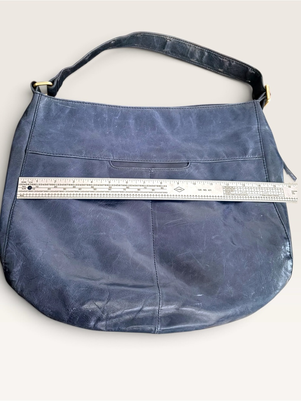 Hobo Classic Navy Leather Bag - Women's Shoulder Purse - Picture 10 of 11